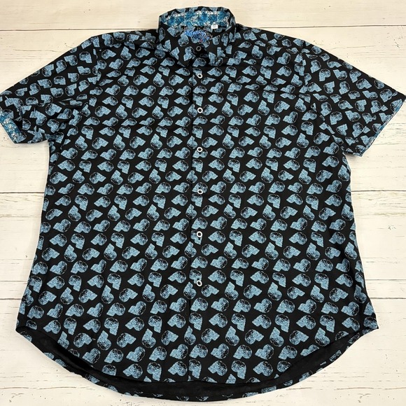 Robert Graham Short Sleeve Shirt Mens XL Graphic Skull Print
